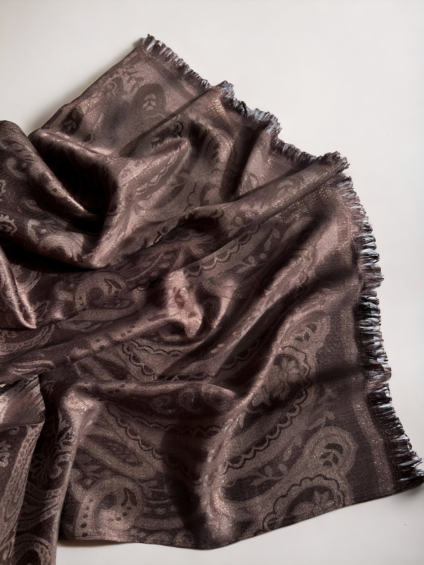 Shimmer silk hijab - Mustang Brown