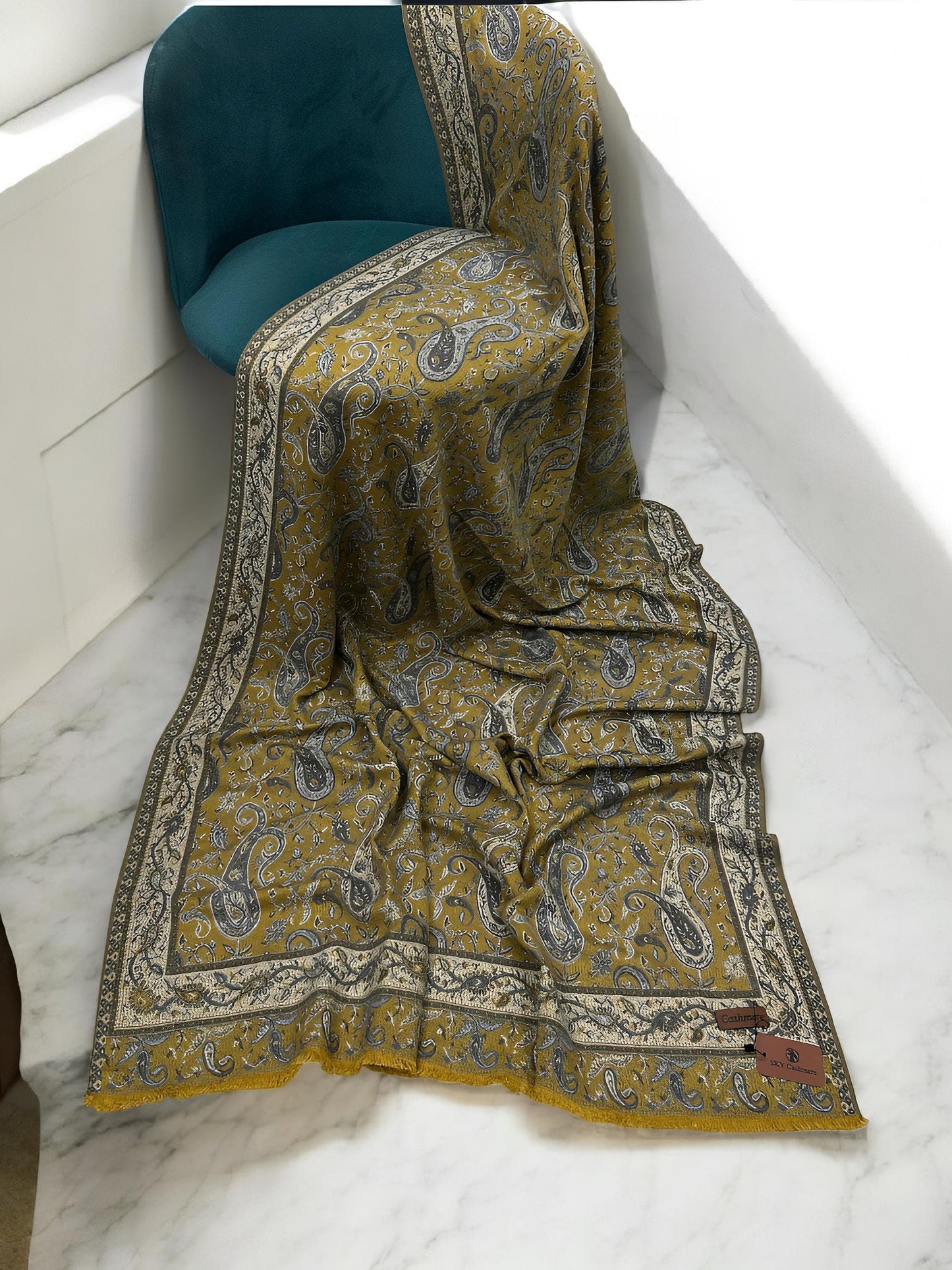 Pashmāra Shawl - Dark Beige Paisley