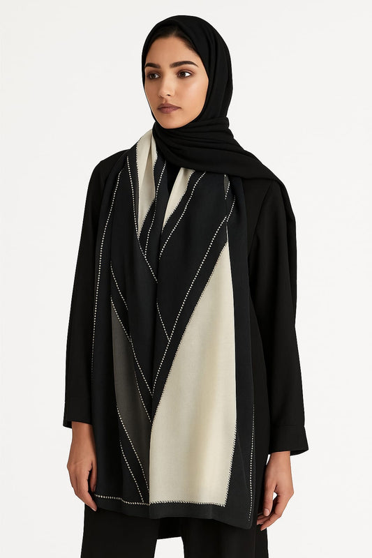 Printed Viscose Wool Hijab - Sage Green Diamond