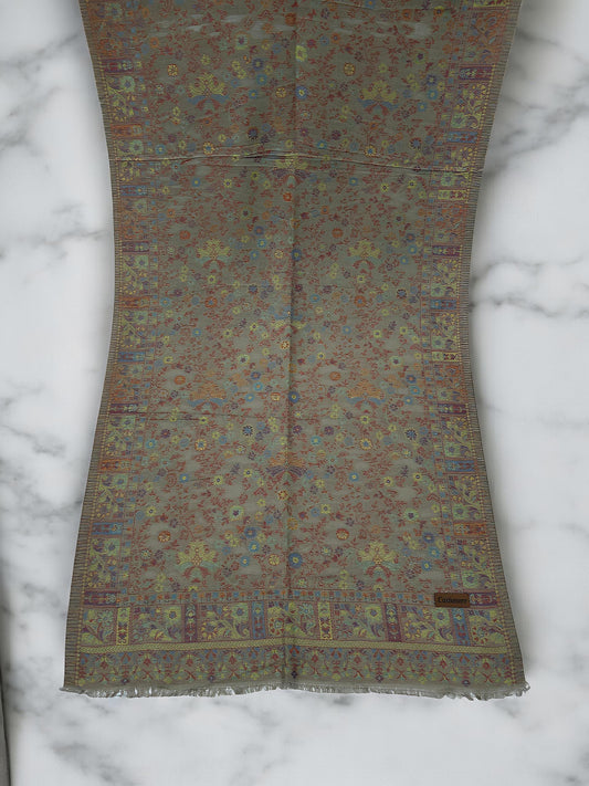 Mint Green Pink Floral Pashmina Hijab