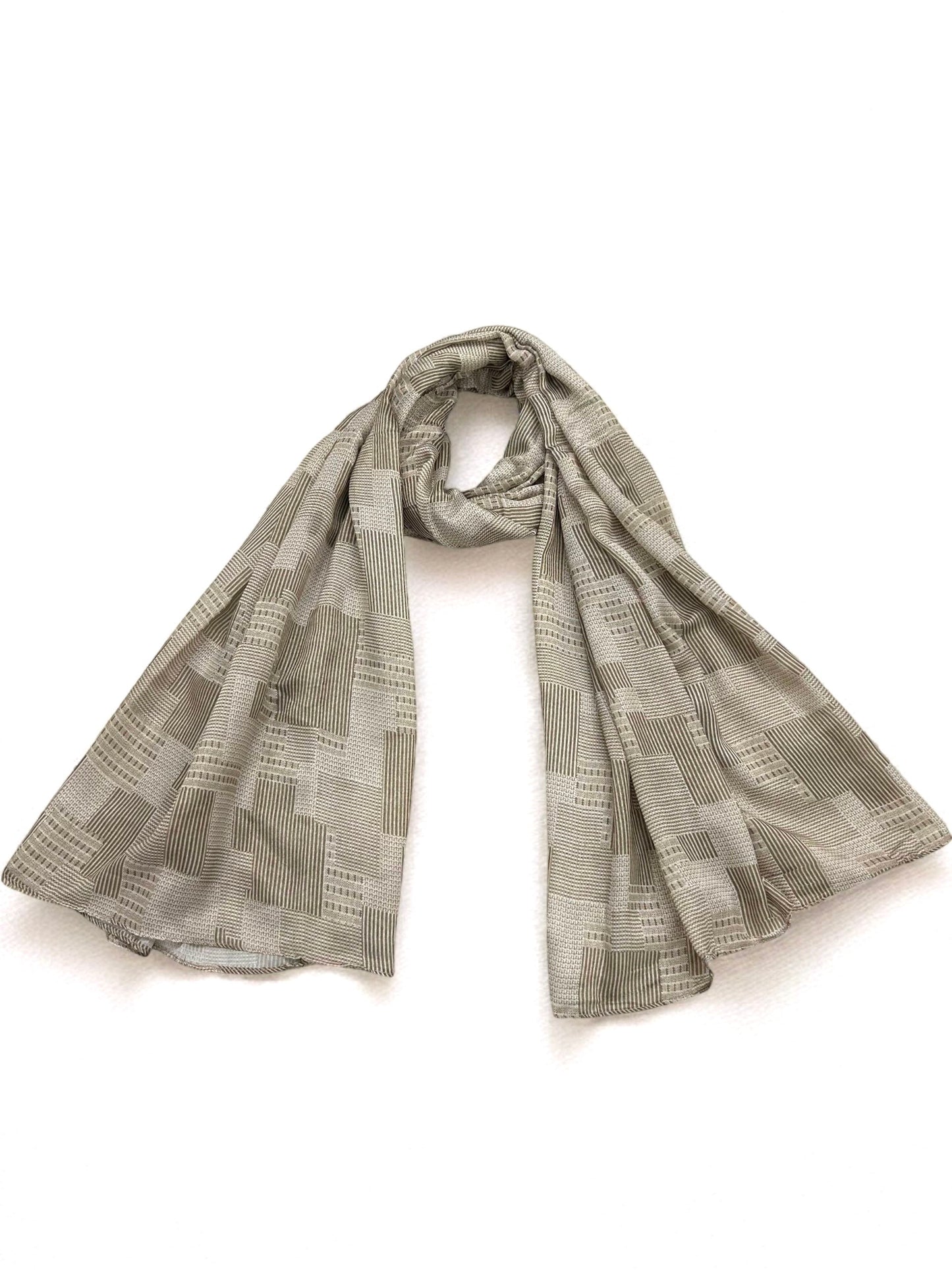 Beige Squares Printed Modal Hijab