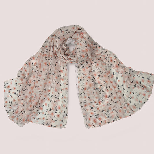 Baby Pink Floral Printed Modal Hijab