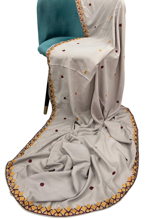 Khaki Orange Maroon Border Shaal