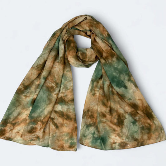 Brownish Mint Green Blur Printed Modal Hijab