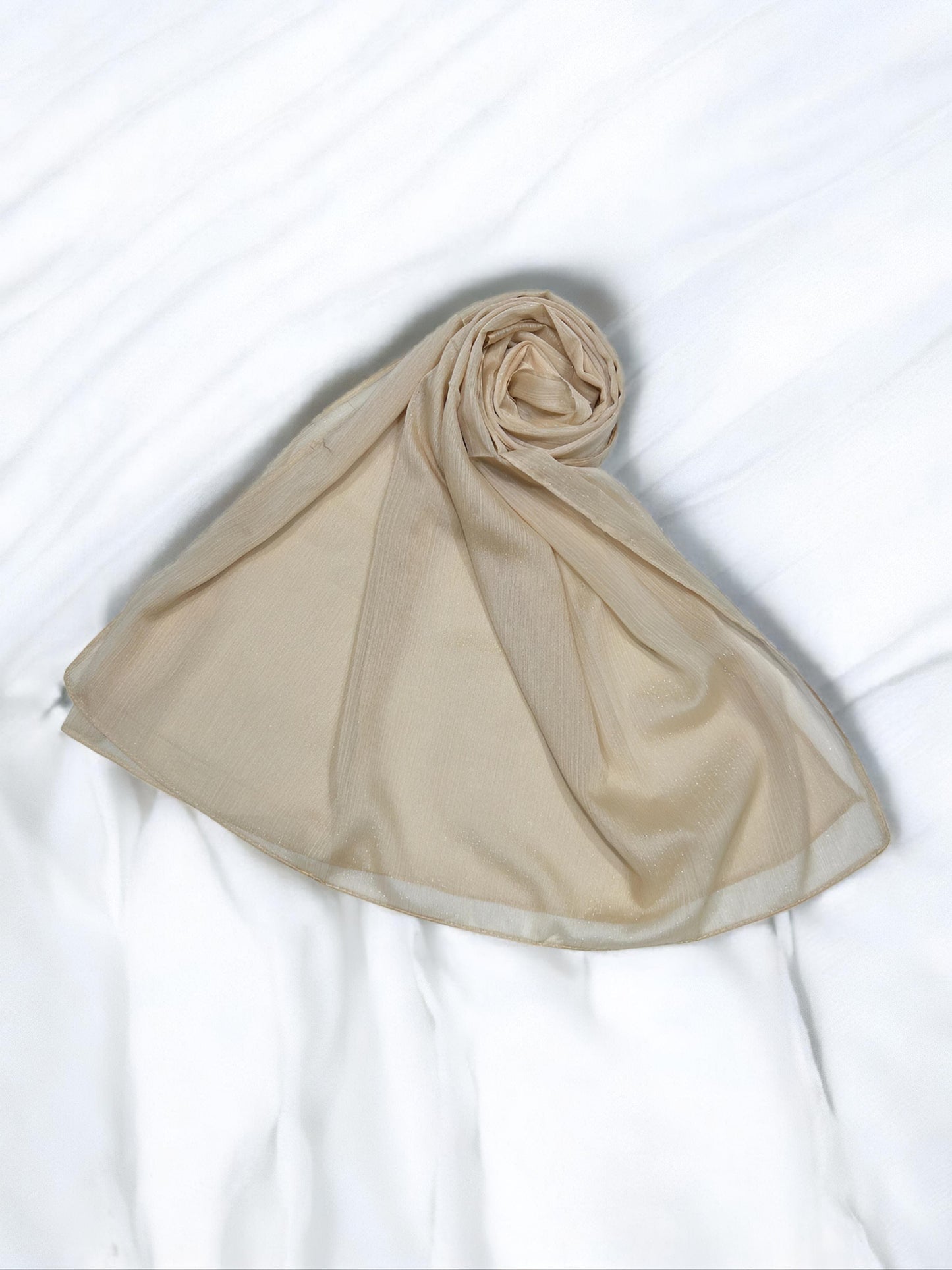 Nude - Crinkle Shimmer Chiffon Wedding Party Occasion Hijab Scarf