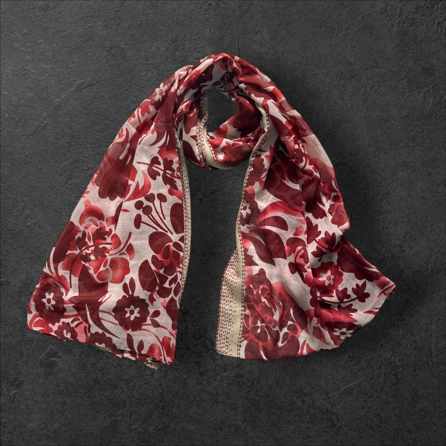 Tea Pink Red Peonies Printed Modal Hijab