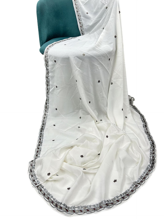 Gray Floral Border Cutwork Shaal