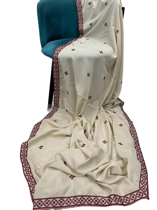 Ash White Maroon Double Shaal