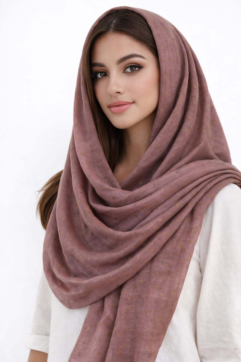 Dusky Pink Rose Sequence Hijab