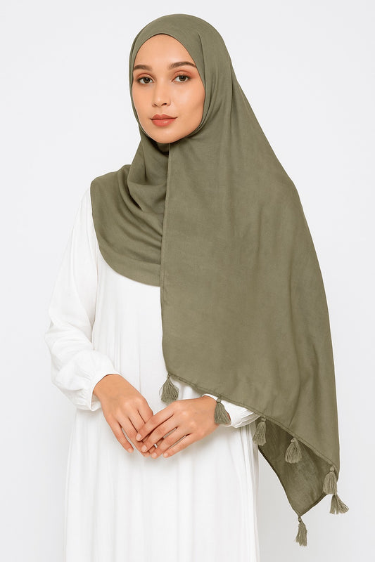 Moss Green - Lawn Tassel Hijab