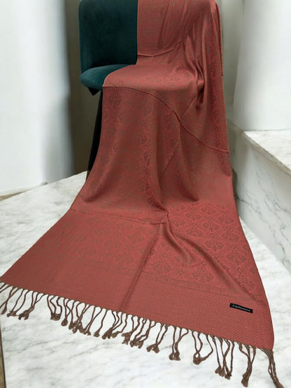 Coral Pink Damask Pashmina Hijab