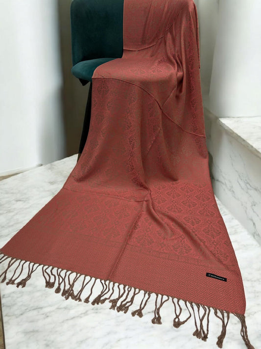 Coral Pink Damask Pashmina Hijab