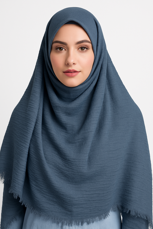 Airforce Blue -  Crimp Lawn Hijab