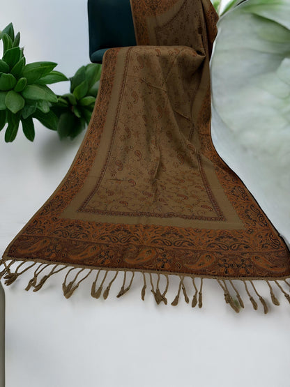 Coffee Cantaloupe Little Paisleys Two-Tone Pashmina Hijab