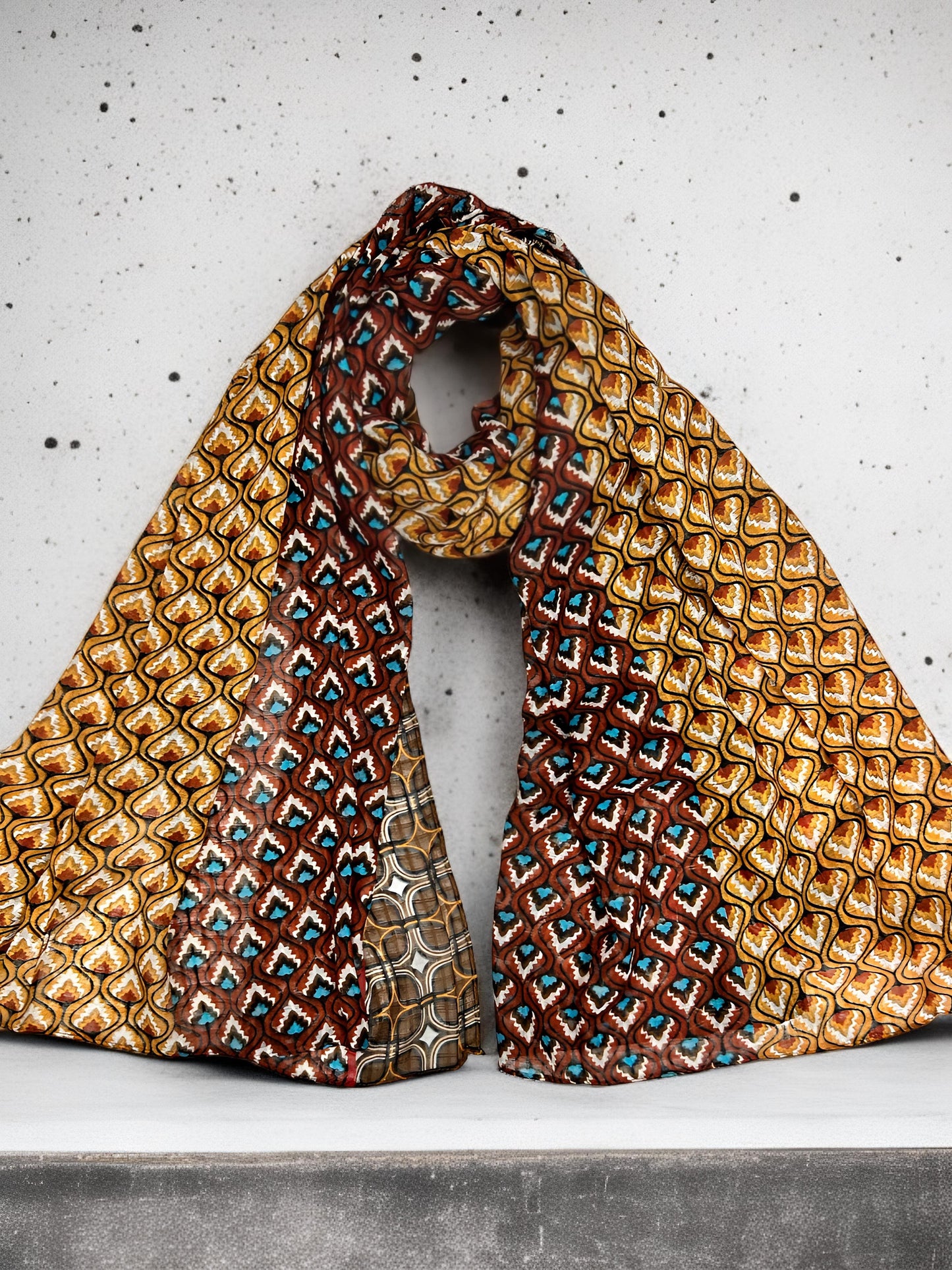 Yellow Maroon Fire Printed Modal Hijab