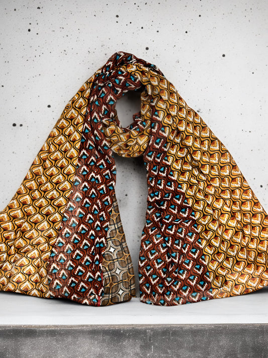 Yellow Maroon Fire Printed Modal Hijab