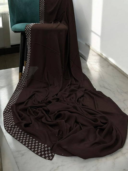 Brunette Brown Squares Border Korean Shaal