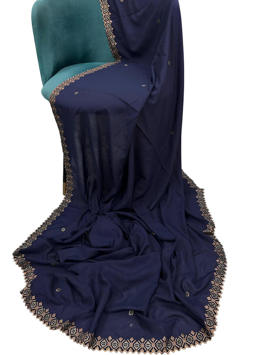 Navy Brown Cutwork Shaal