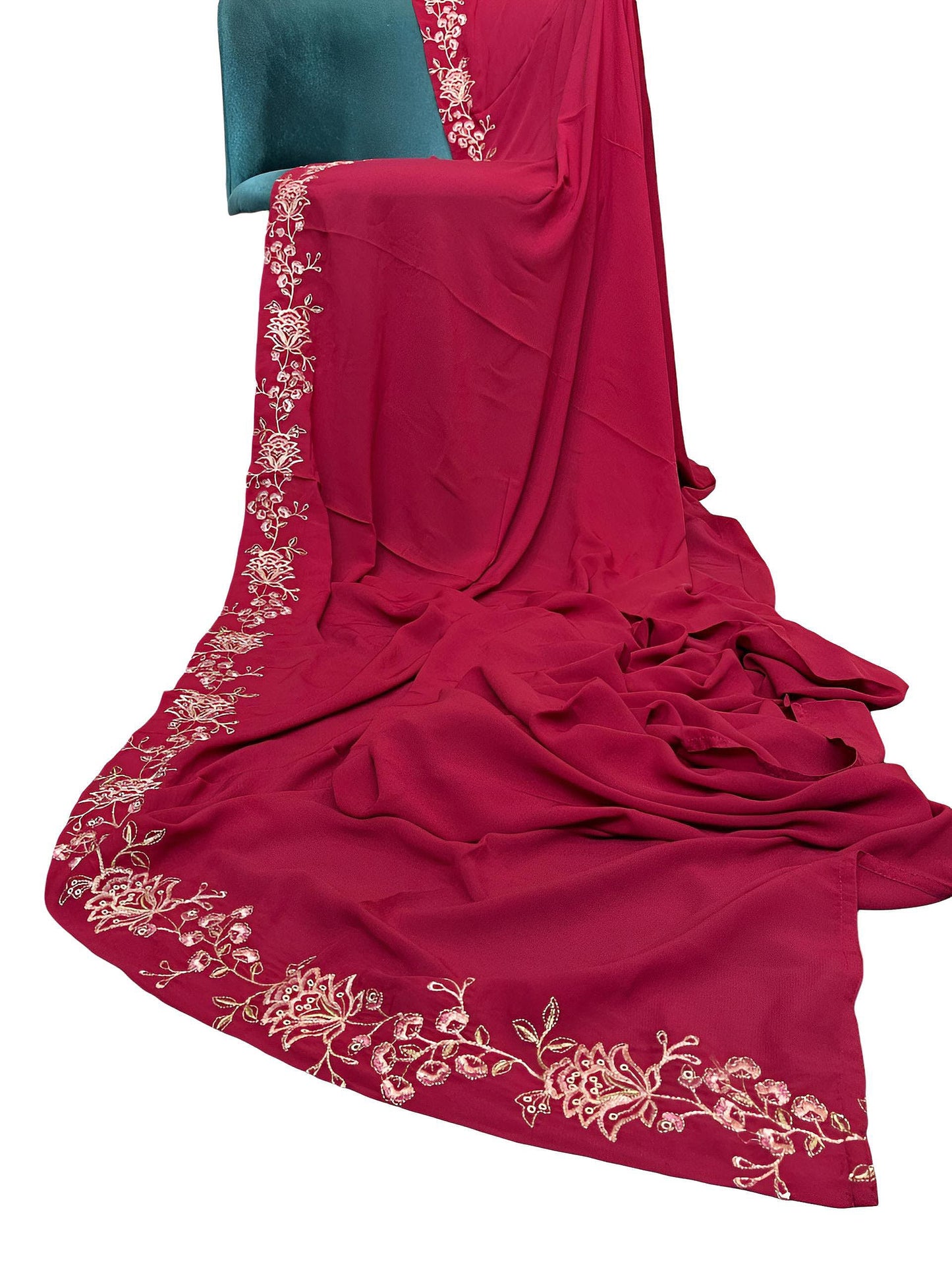 Luxury Pink Floral Korean Shaal