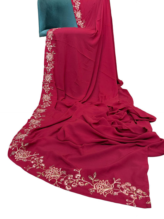 Luxury Pink Floral Korean Shaal