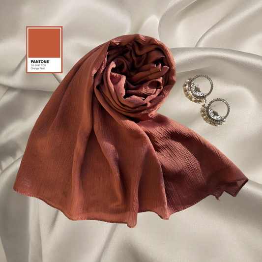 Orange Rust - Crinkle Silk Hijabs