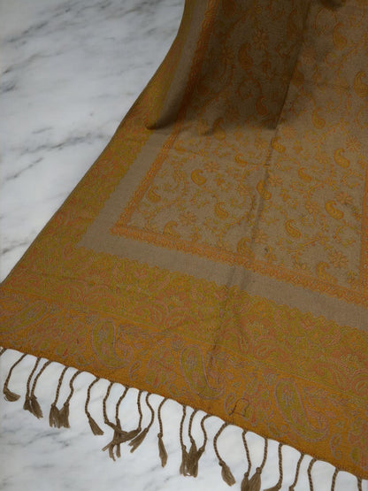Beige Orange Little Paisleys Two-Tone Pashmina Hijab