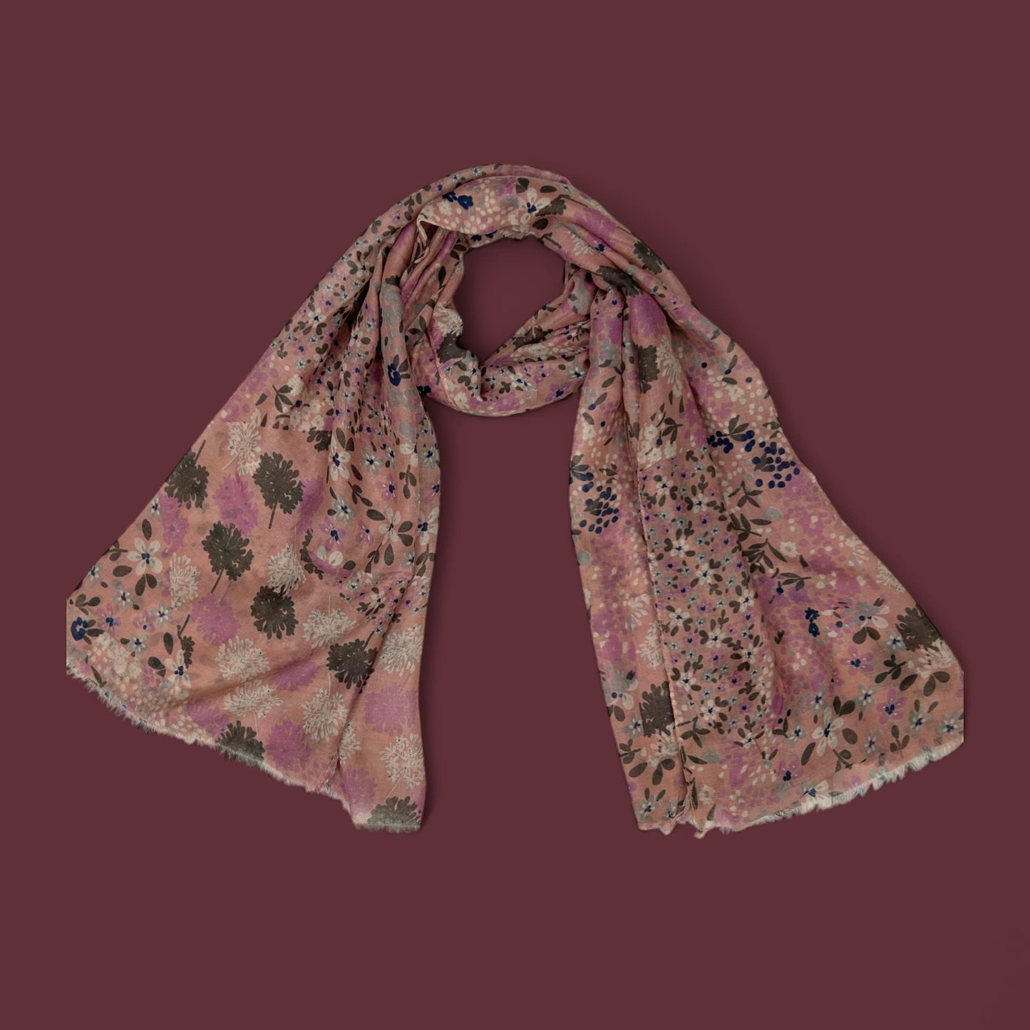 Puce Pink Little Floral Printed Modal Hijab