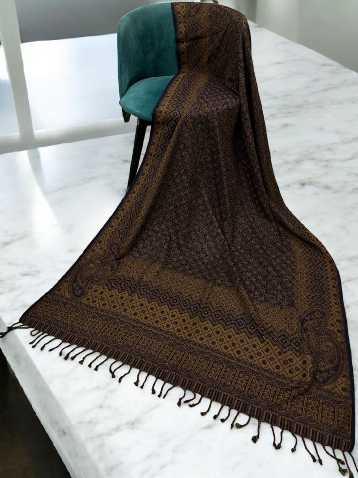 Paisley Pashmina Shawl - Purple Brown