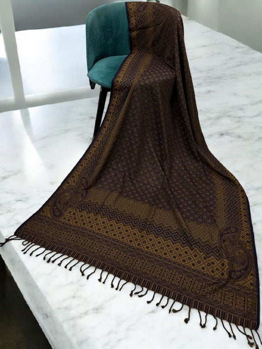 Paisley Pashmina Shawl - Purple Brown