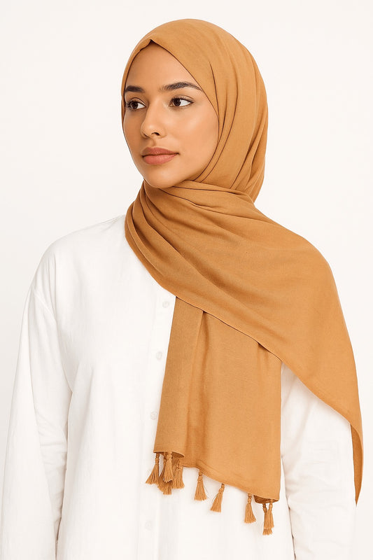 Apricot Orange - Lawn Tassel Hijab