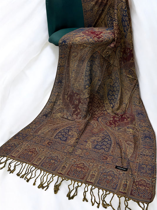 Pista Airforce Blue Persian Paisley Dual-Tone Pashmina Hijab