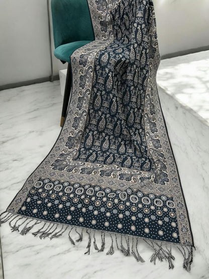 Blue Fawn Dotted Dual Tone Pashmina Hijab