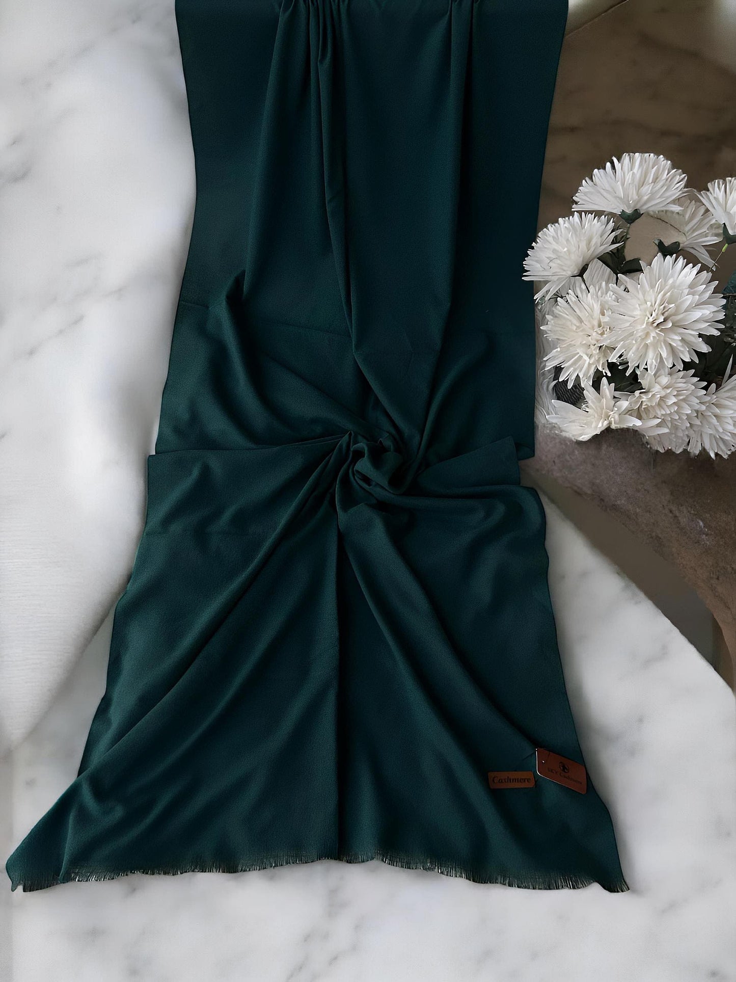 Plain Cashmere Hijab Scarf - Flag Green