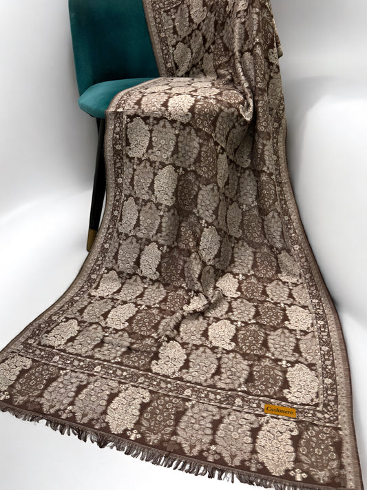 Brown Fawn Floral Paisleys Kani Pashmina Hijab