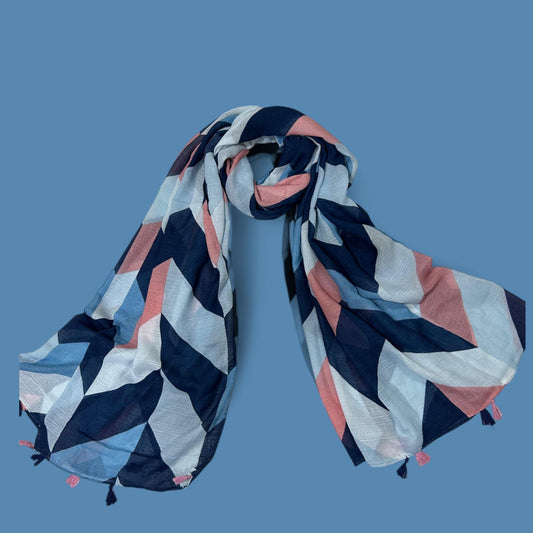 Whale Blue Patterned Printed Modal Hijab