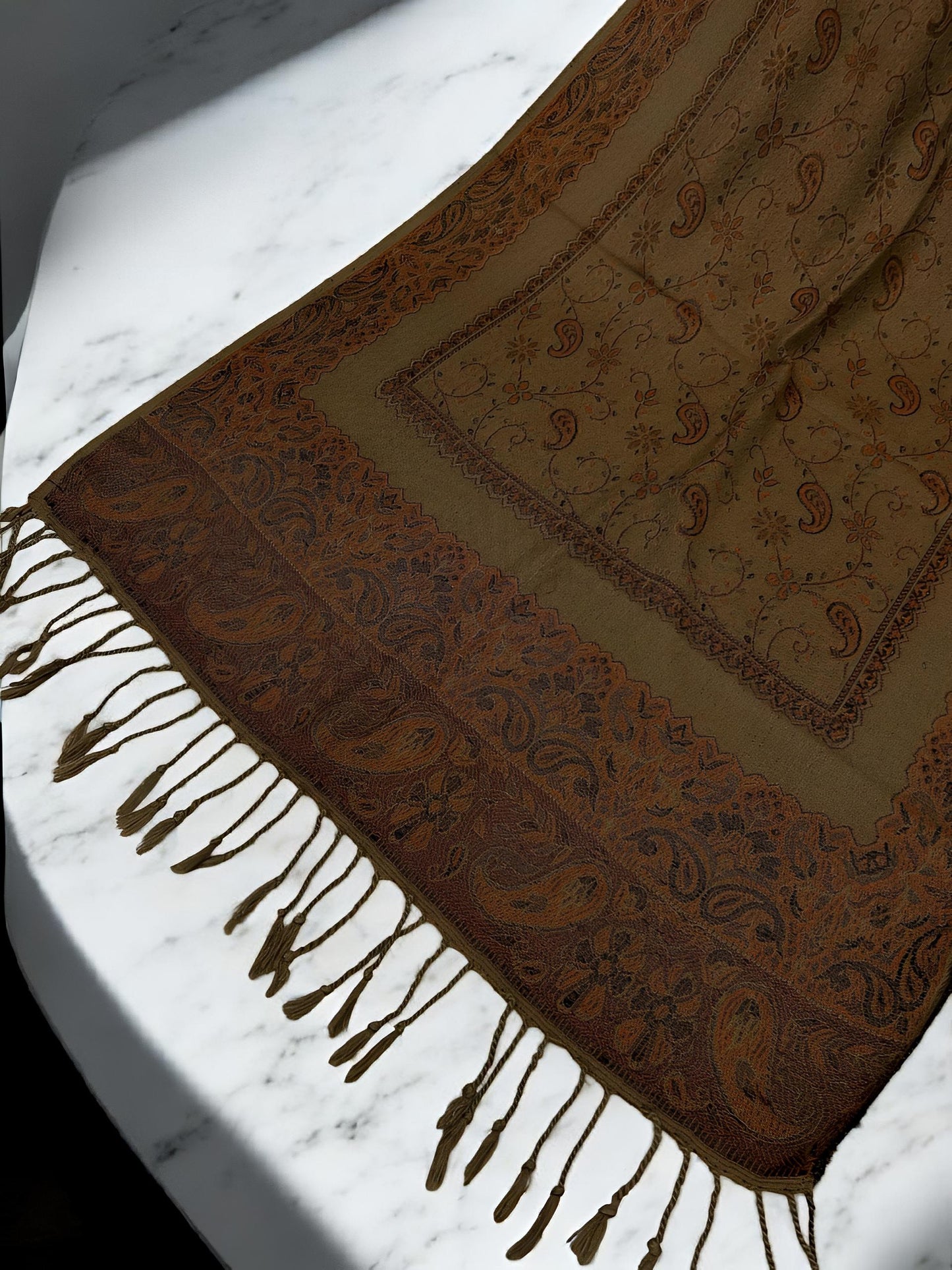 Coffee Cantaloupe Little Paisleys Two-Tone Pashmina Hijab
