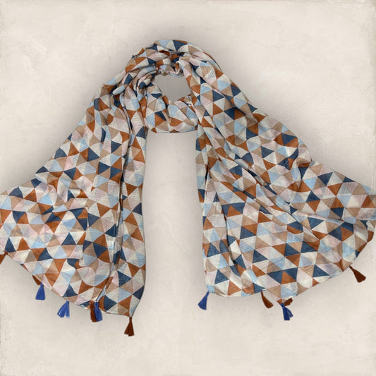 Blue Vanilla Checkered Printed Modal Hijab