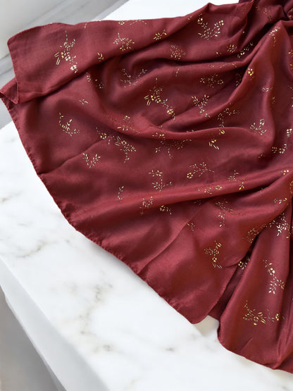 Mahogany Maroon Sparkle Sequence Hijab