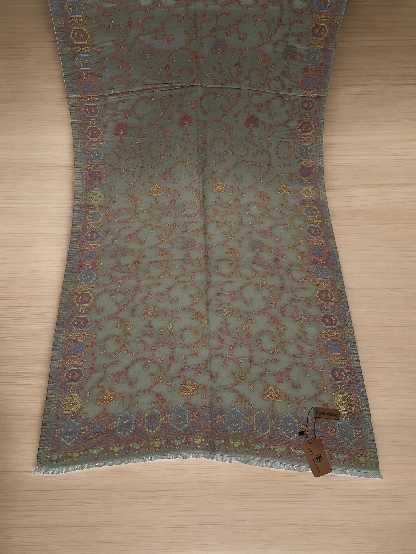 Silver Grey Scrolls Kani Pashmina Hijab