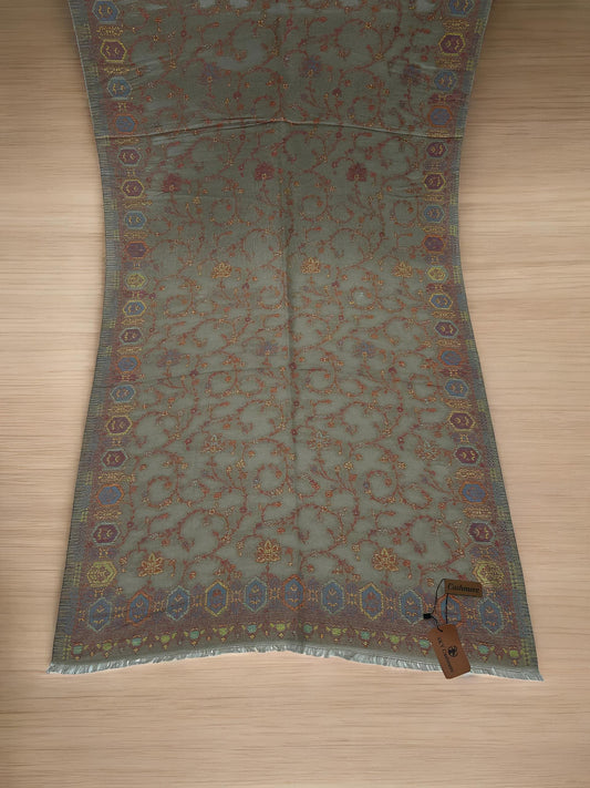 Silver Grey Scrolls Kani Pashmina Hijab