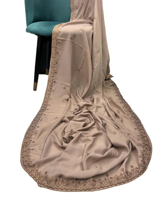 Mocha Mousse Bridal Embroidered Border Shaal