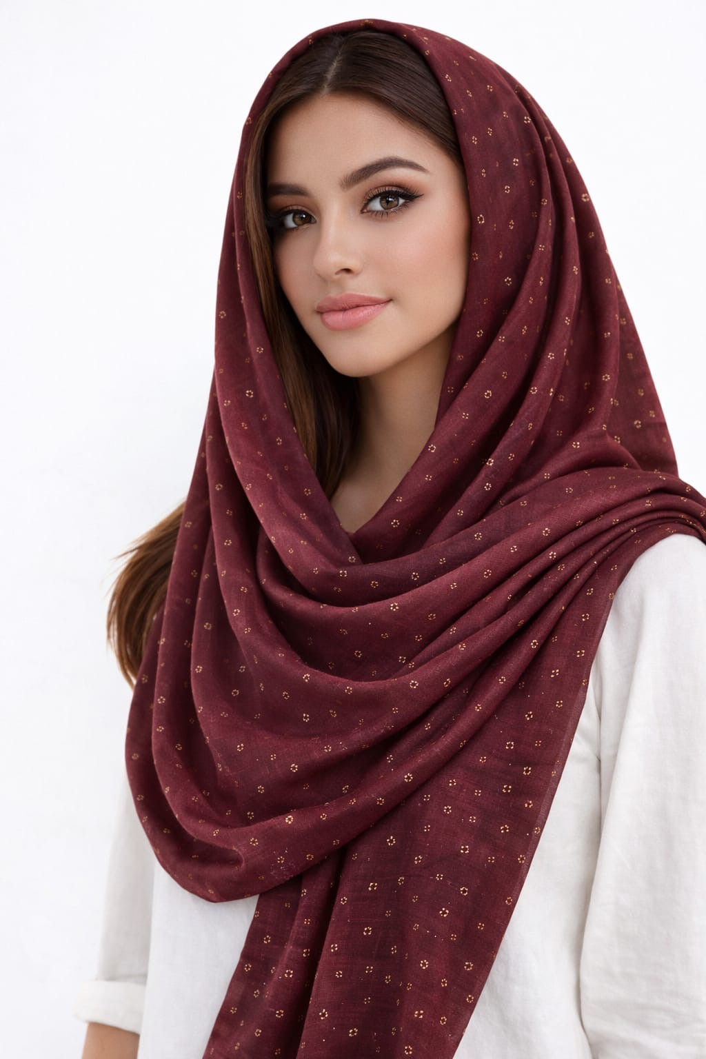 Maroon Rose Sequence Hijab