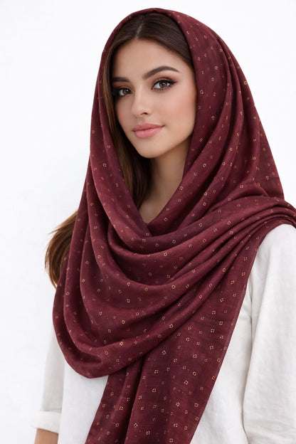 Maroon Rose Sequence Hijab