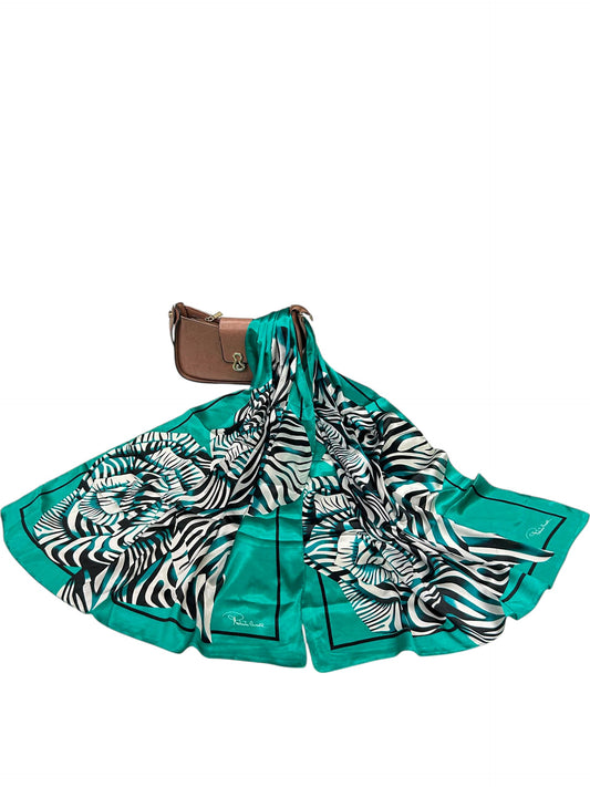Satin Silk Scarf - Sea Green Zebra Roberto Cavalli
