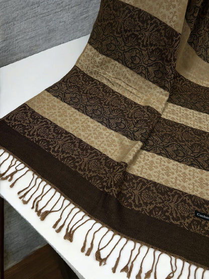 Chocolate Cream Damask Stripes Pashmina Hijab