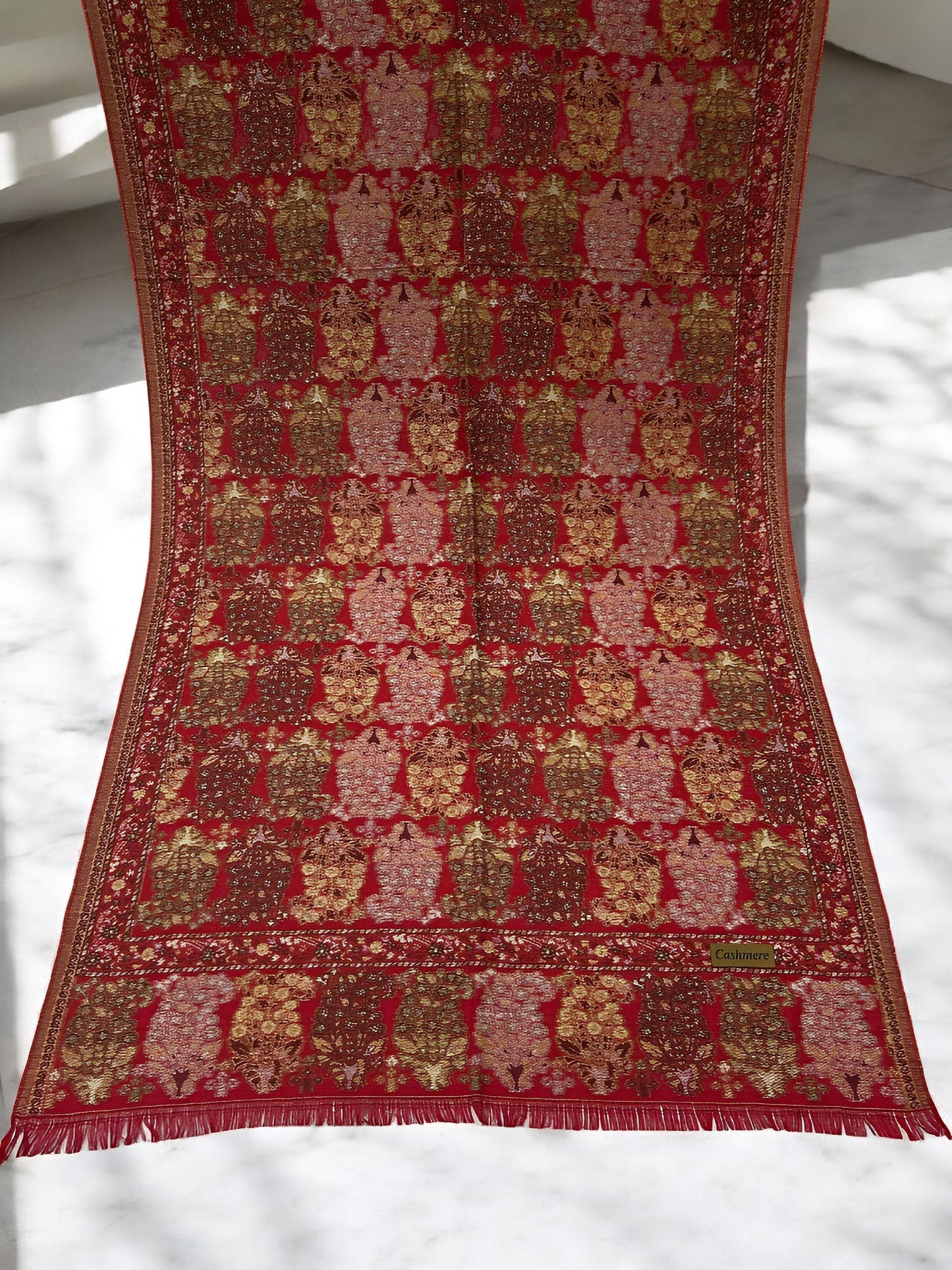 Red Tea Pink Paisleys Pashmina Hijab