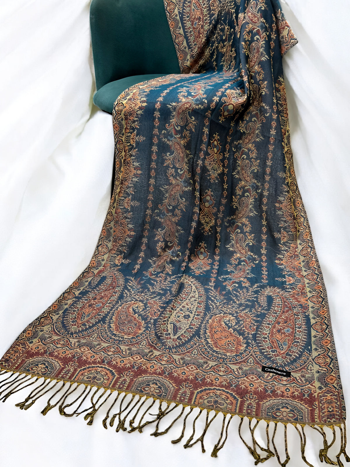 Zinc Rust Persian Linear Paisley Two-Tone Pashmina Hijab