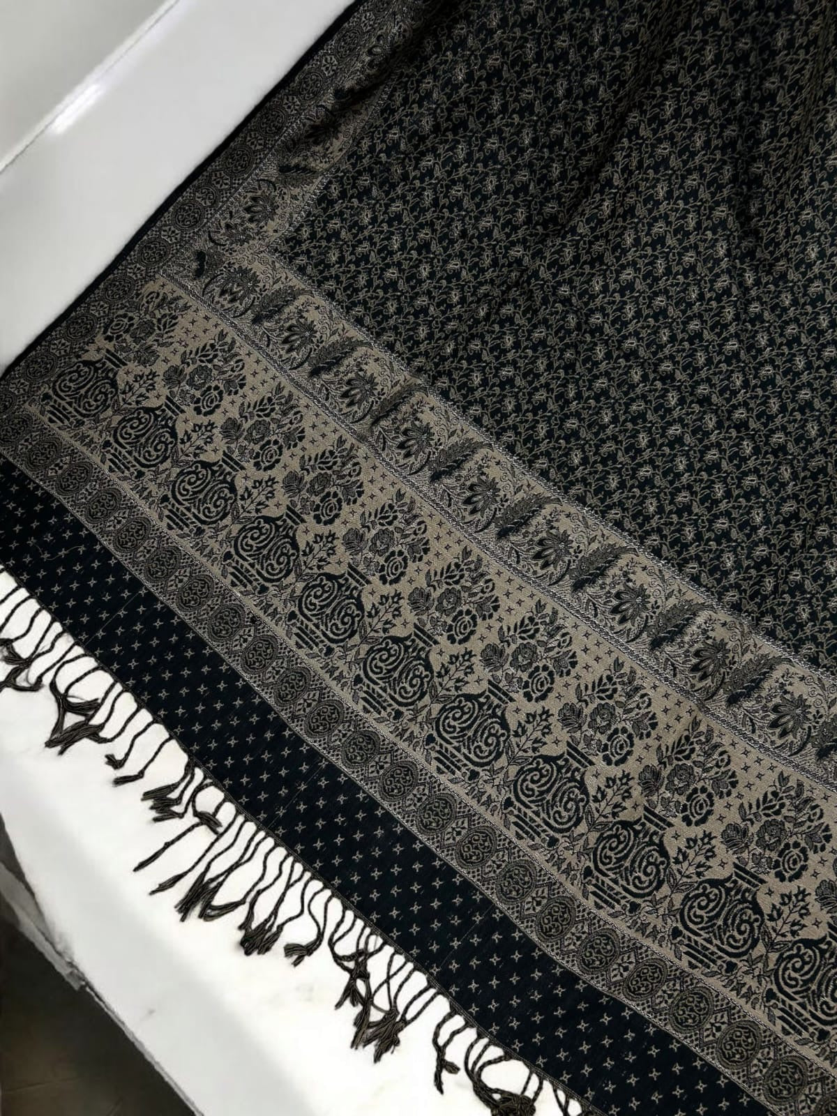 Starry Pashmina Shawl - Black Greige