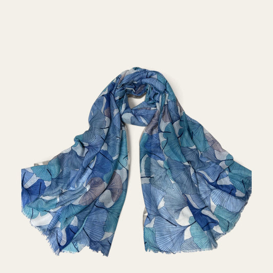 Lapis Blue Orchids Printed Modal Hijab