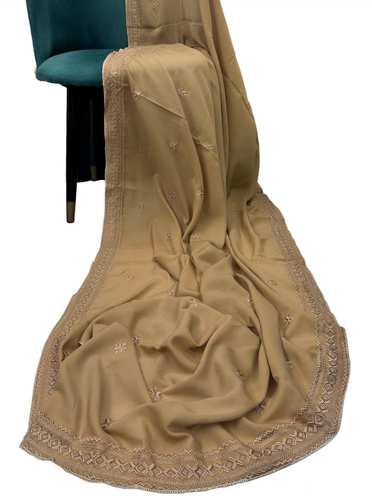 Amber Gold Bridal Embroidered Border Shaal